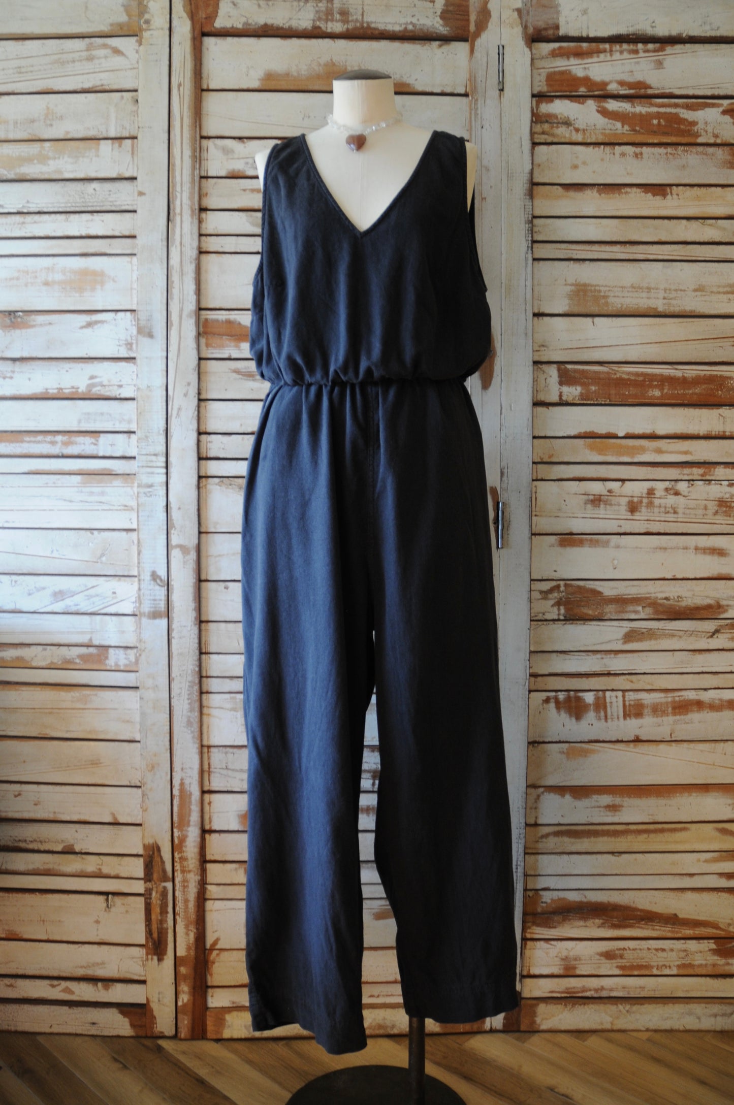 N/S linen jumpsuit/CHARCOAL