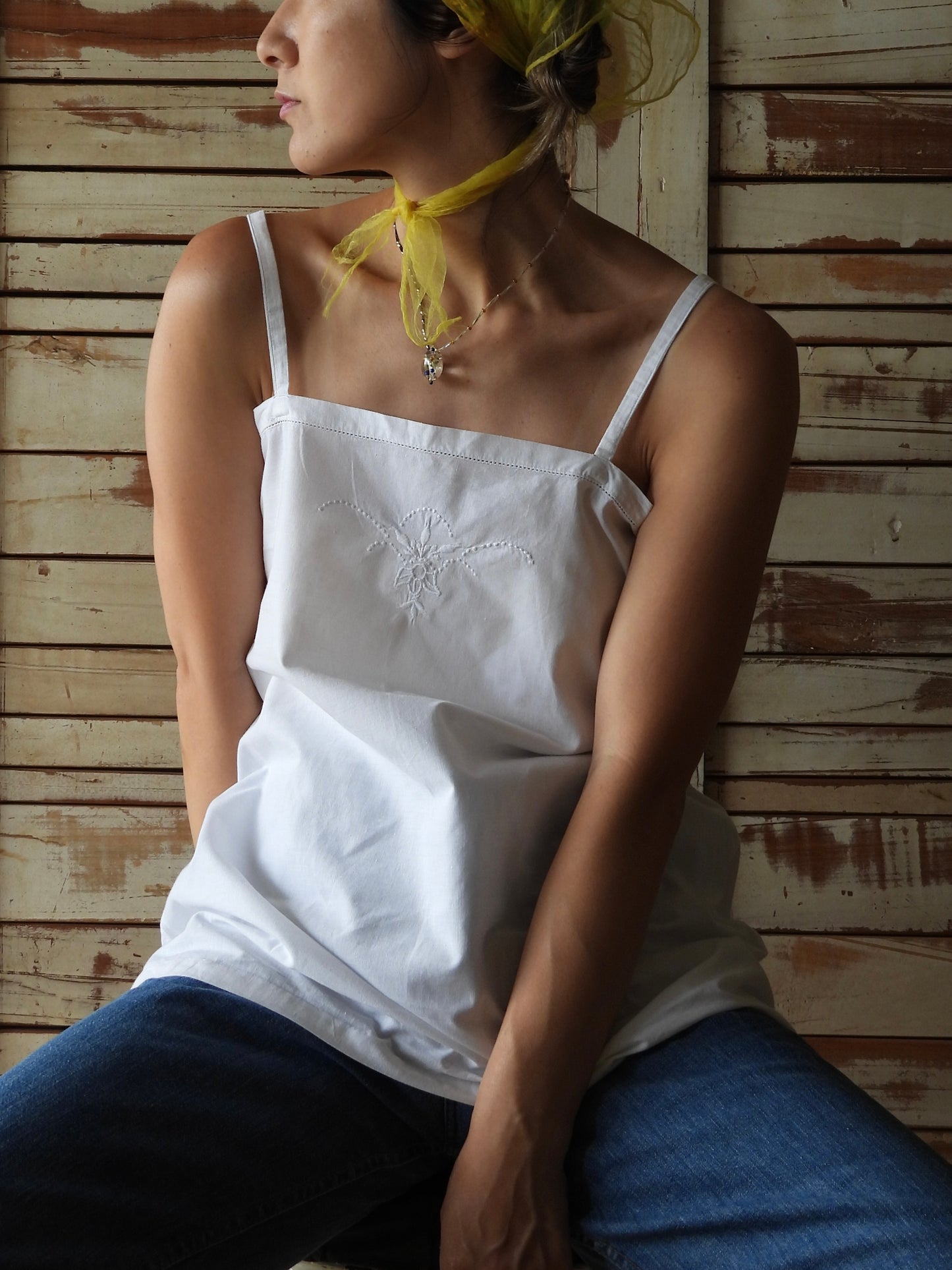 French embroidery camisole/WHITE