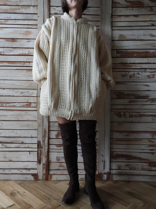 Wool Knit big jacket/IVORY