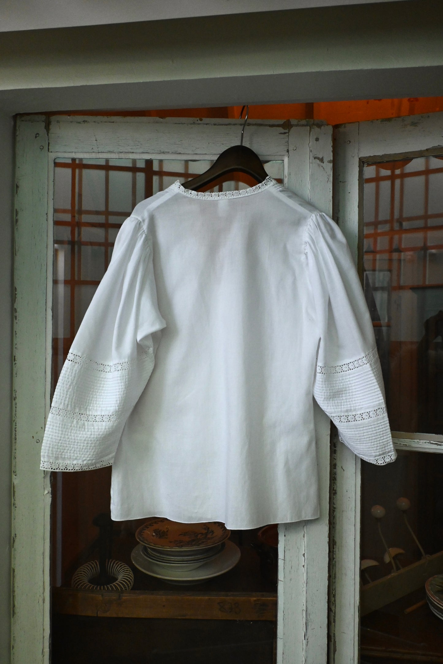 EURO Cutwork lace blouse/WHITE
