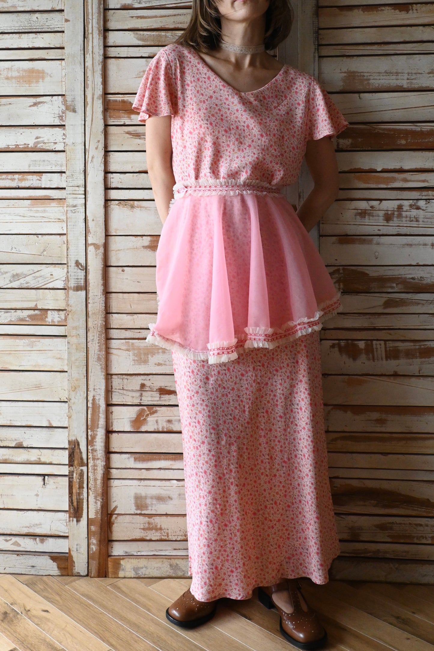 Sheer apron/PINK