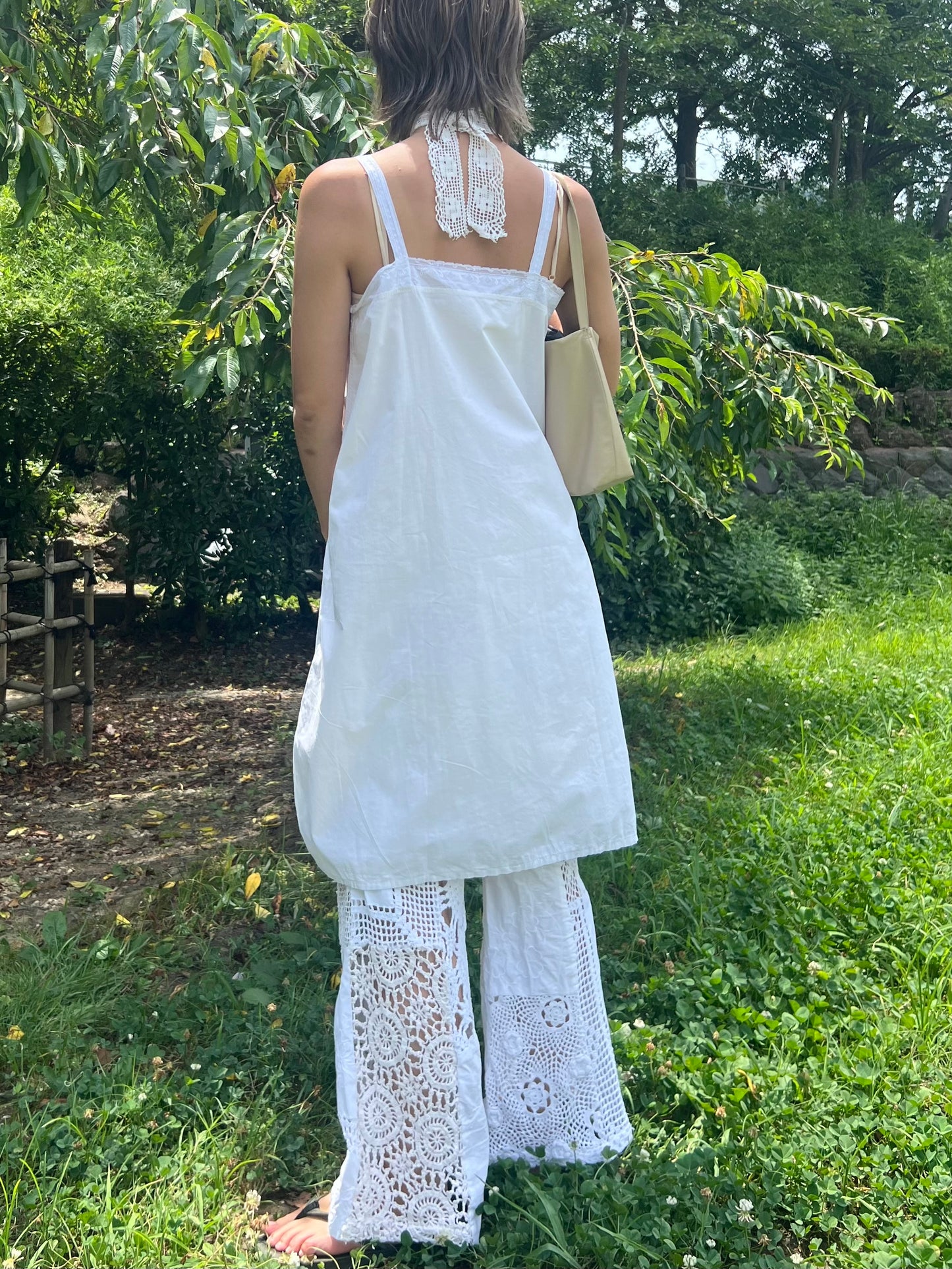 French embroidery cami dress/WHITE