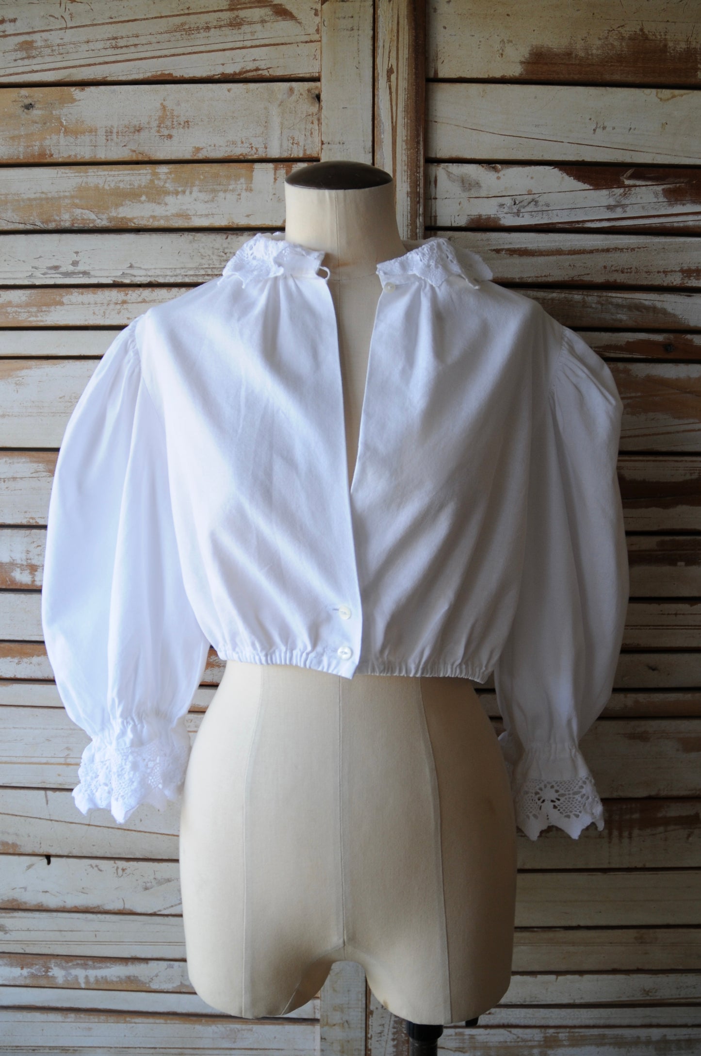 Cropped cotton blouse/WHITE