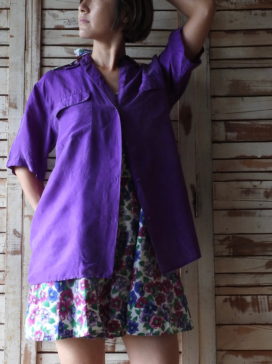 S/S Silk shirt/PURPLE