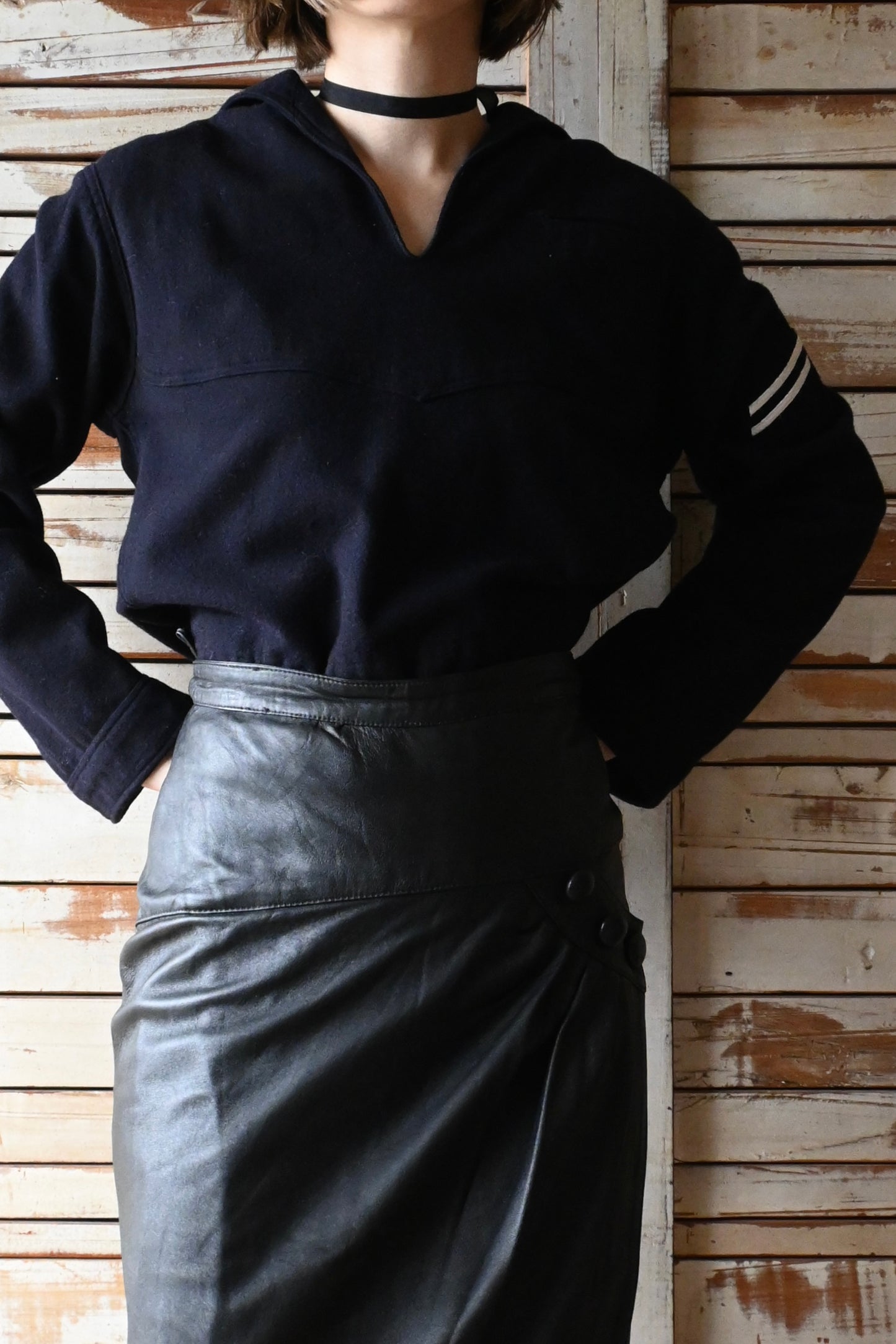 70's US NAVY Wool sailor shirt/NAVY
