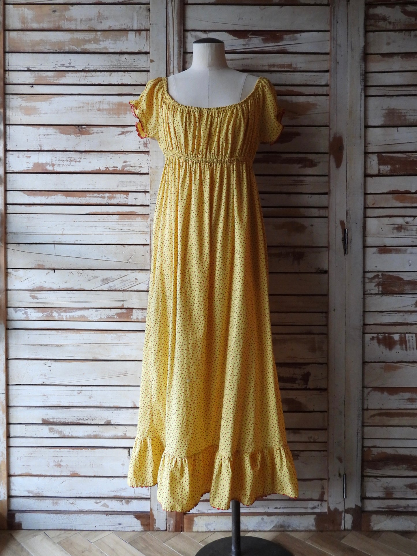 70's Flower 2way dress/YELLOW