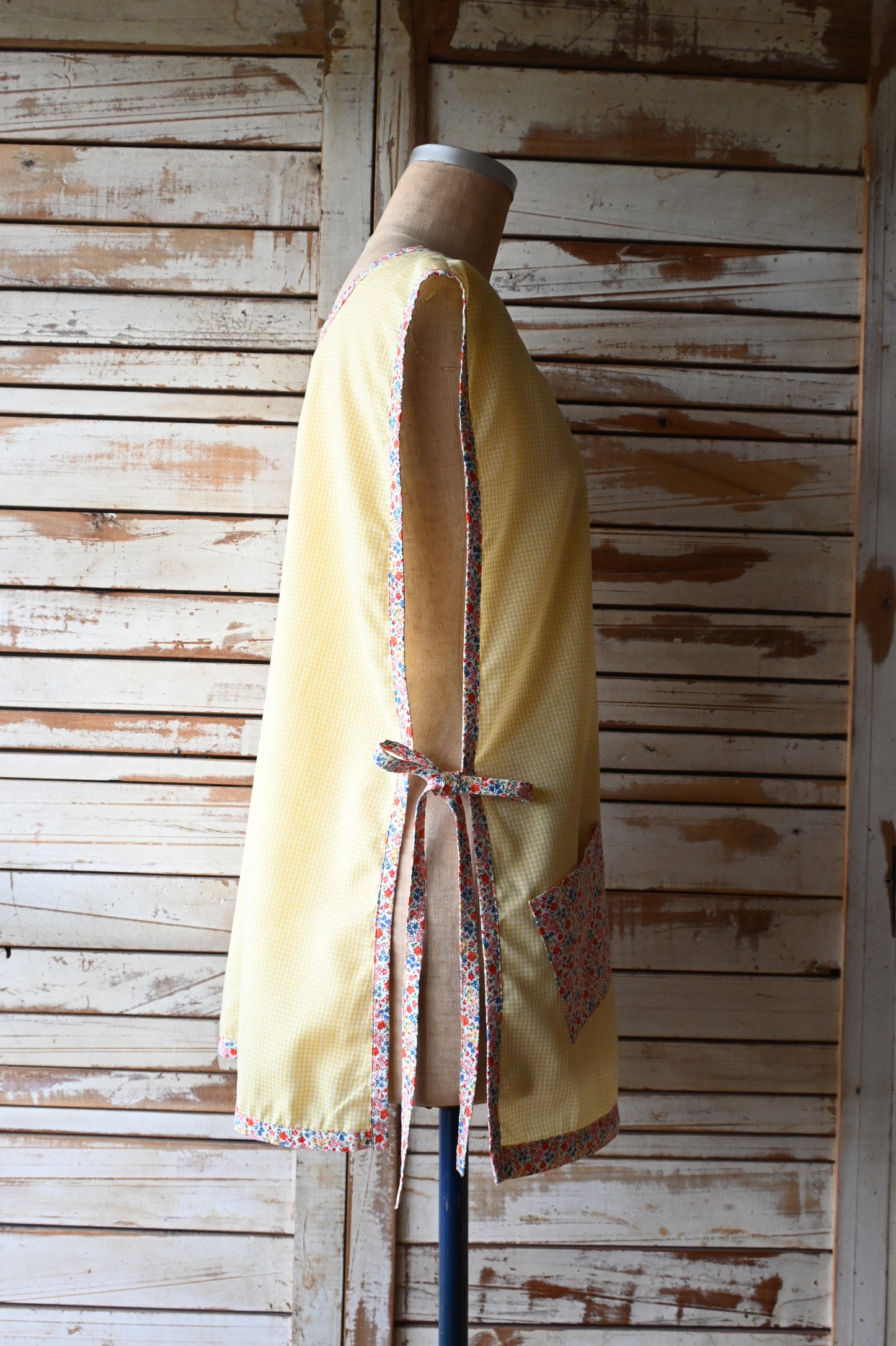 Flower smock apron/YELLOW