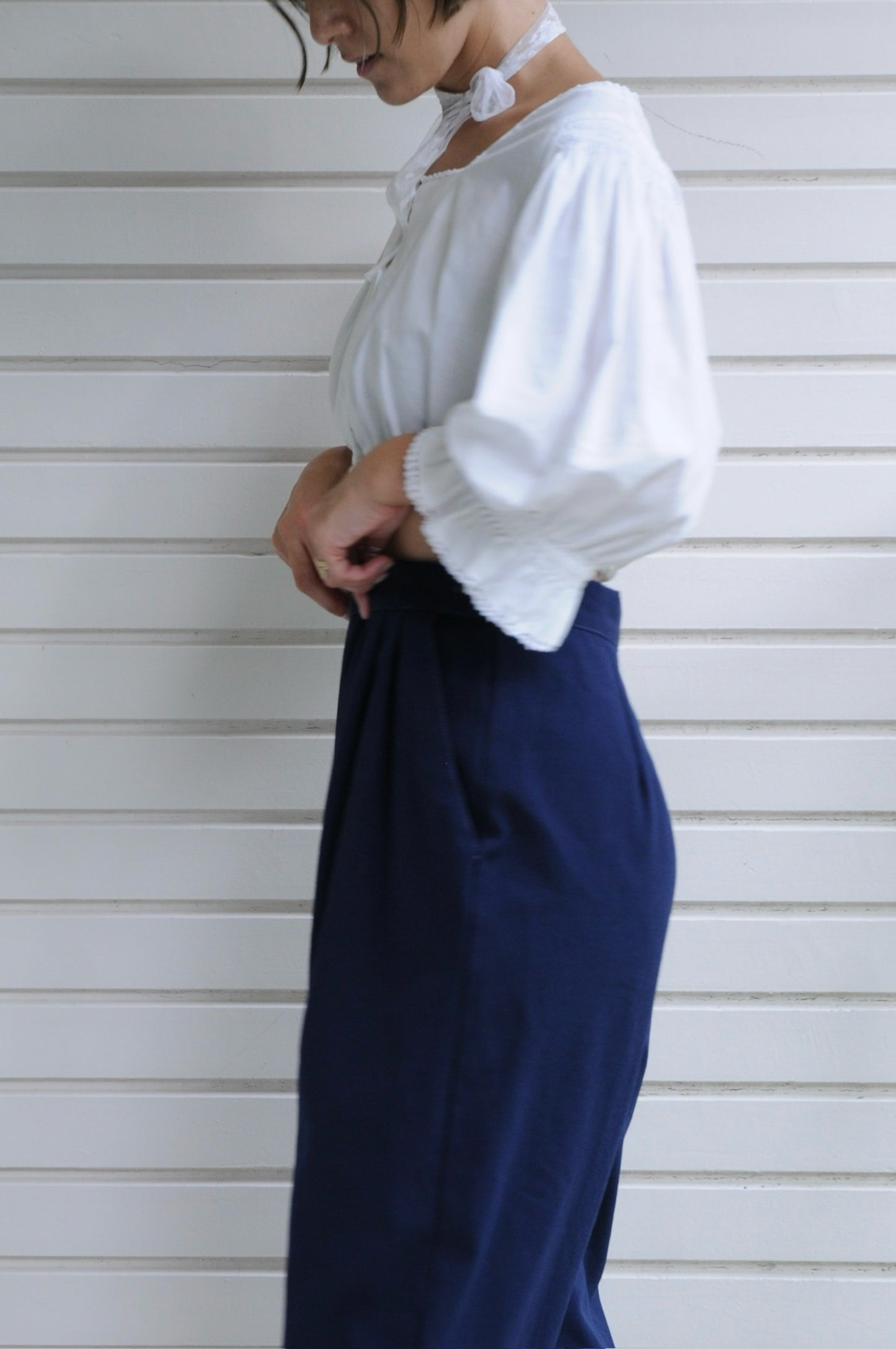 High waist slacks/NAVY