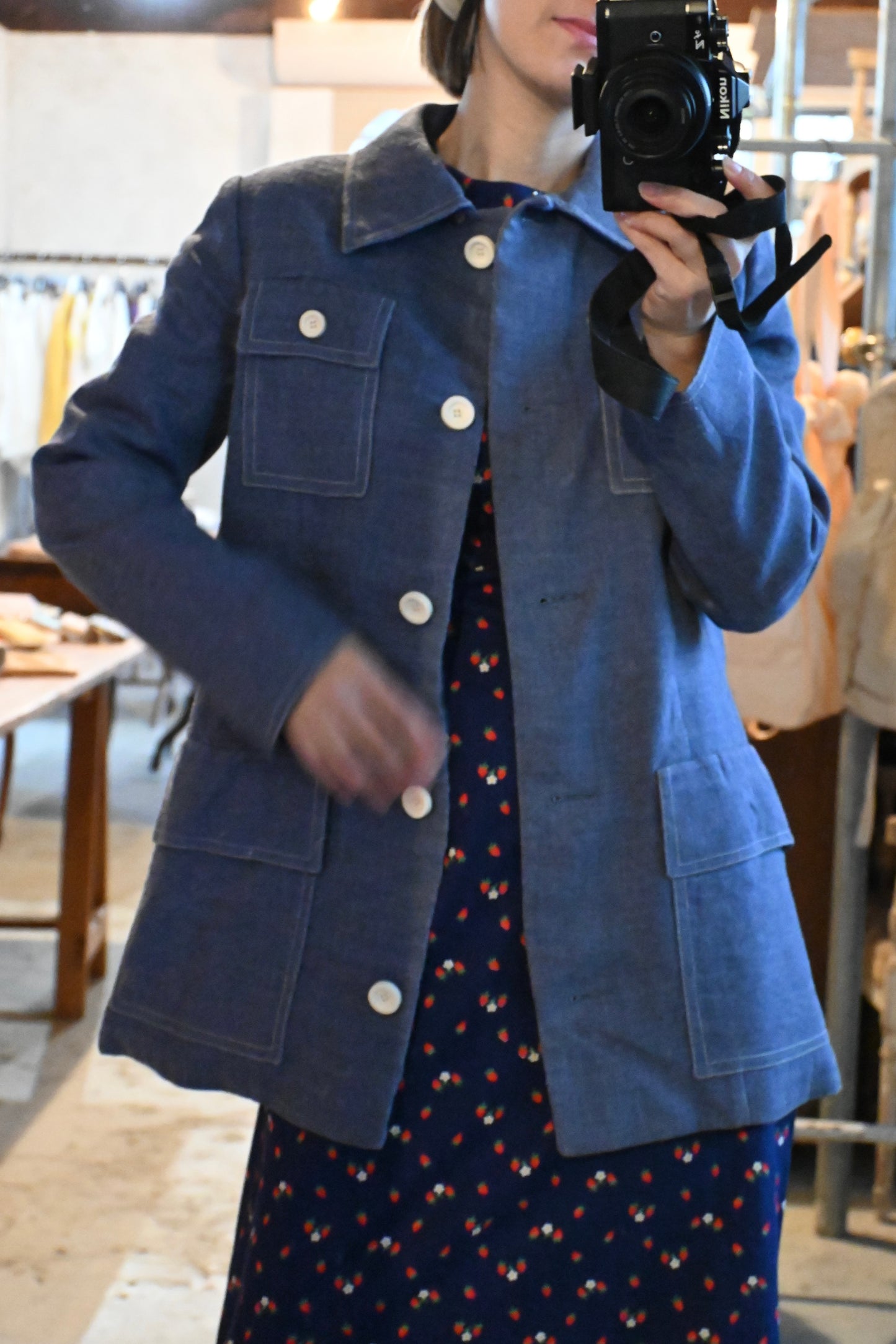 70's "Neiman Marcus" Linen jacket/BLUE