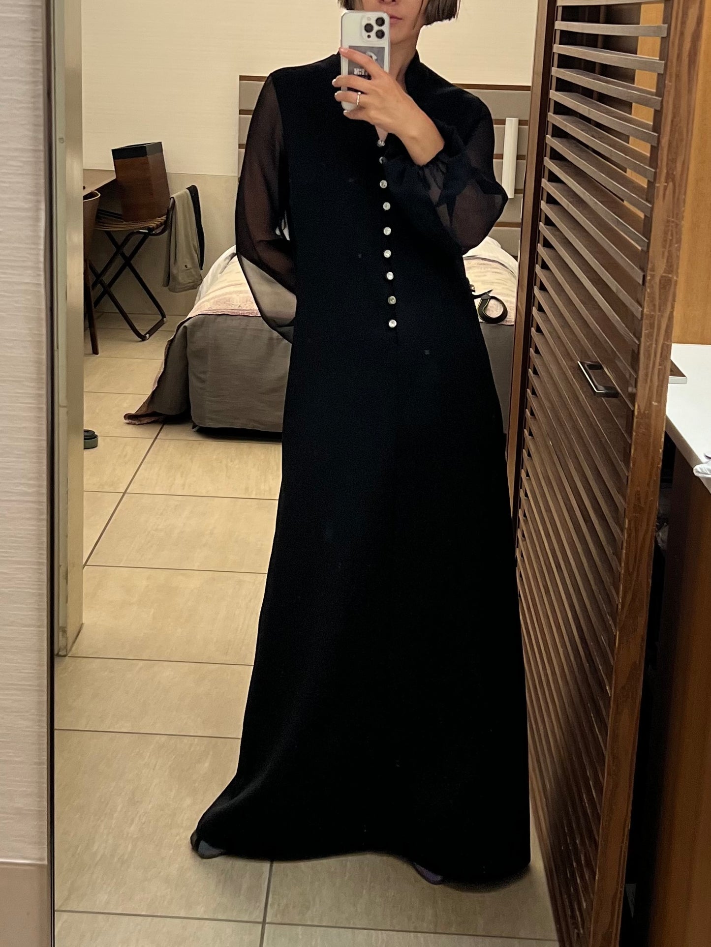 60's-70's Black long dress/BLACK