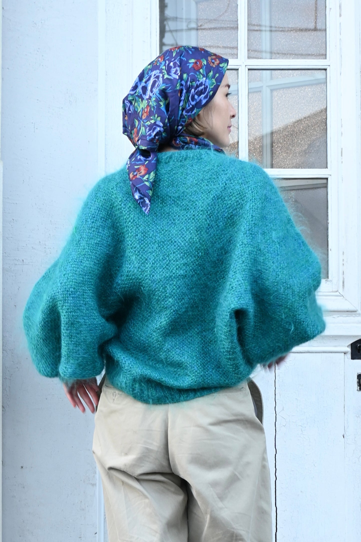 Mohair knit sweater/GREEN
