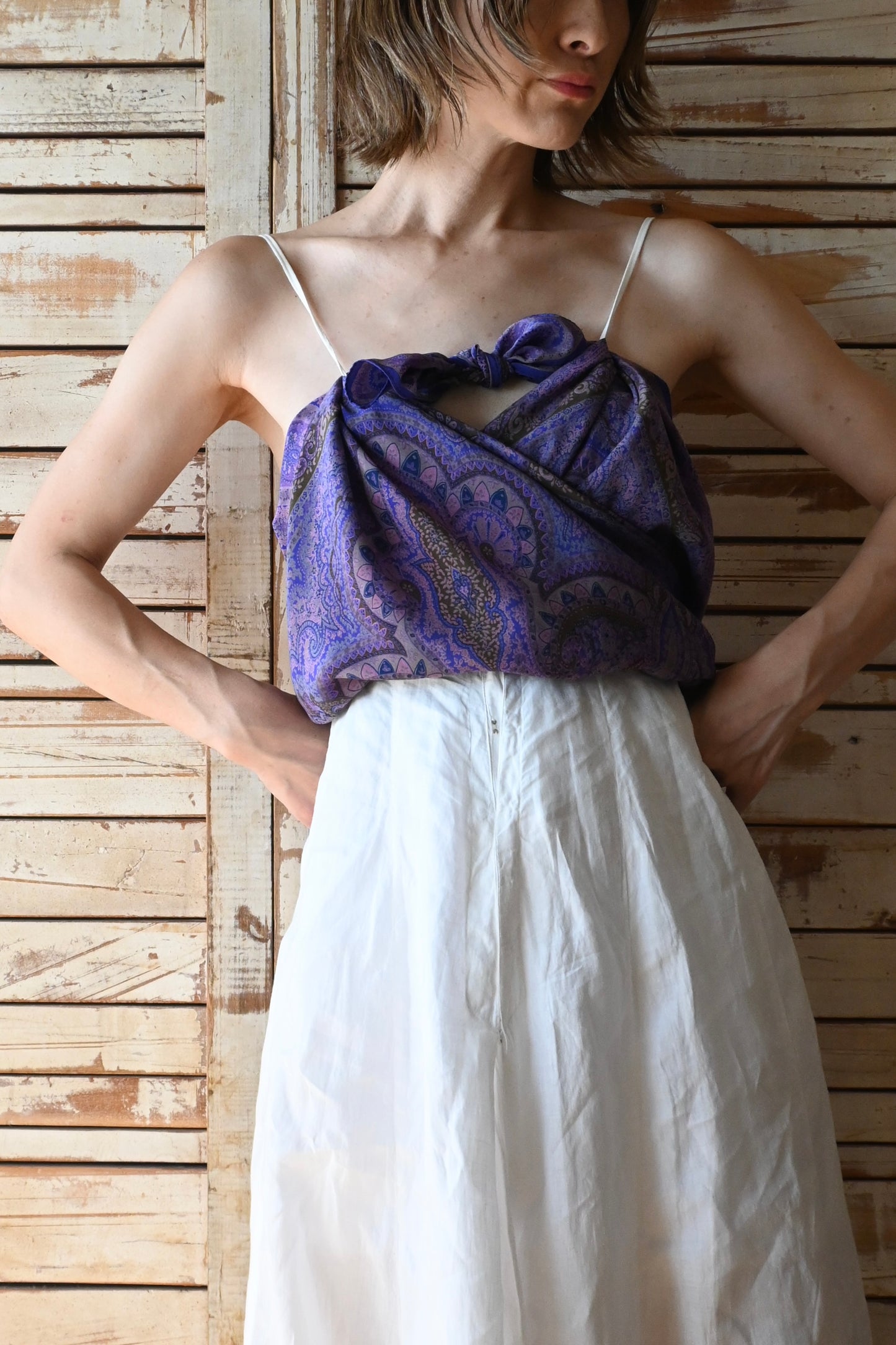 Vintage paisley scarf/PURPLE