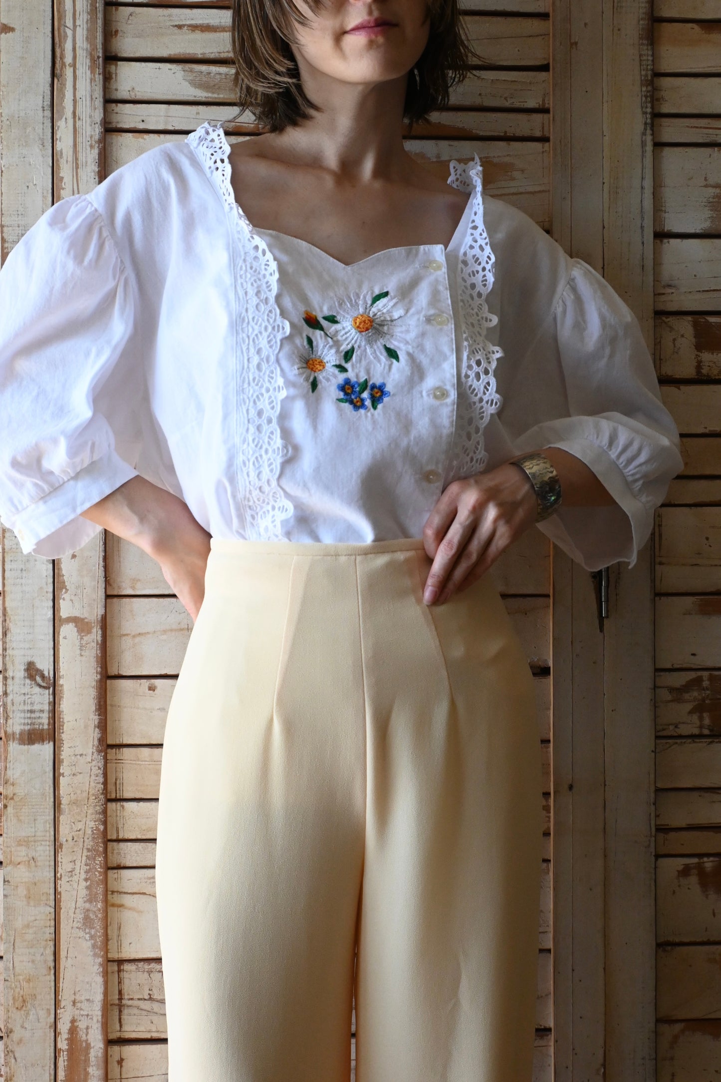 EURO Embroidery blouse/WHITE