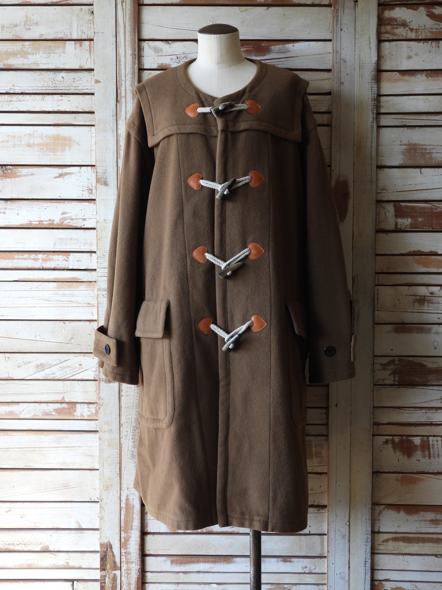 '90s Wool heart duffle coat / Moschino Cheap Chic/BROWN