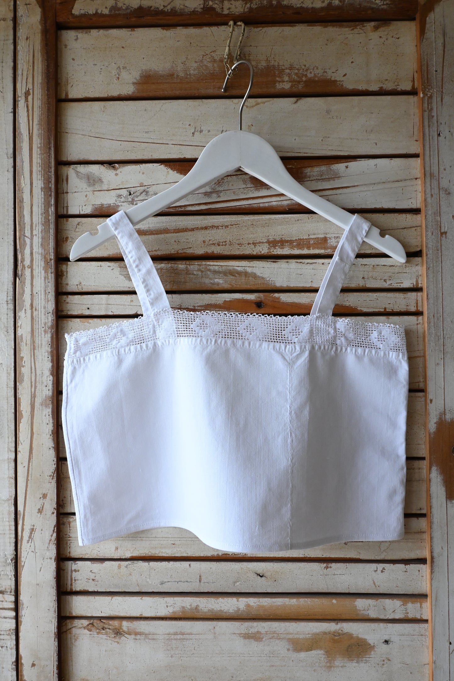 Cotton lace cropped camisole/WHITE