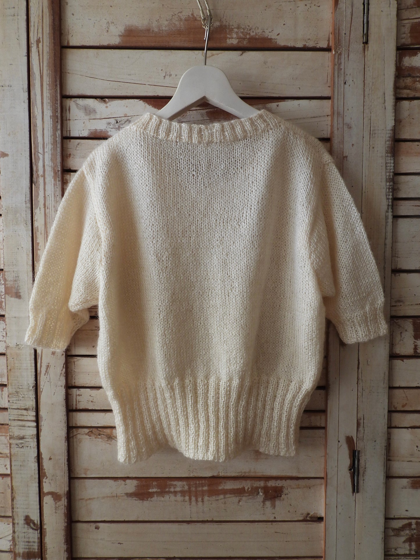 S/S White mohair Knit/IVORY