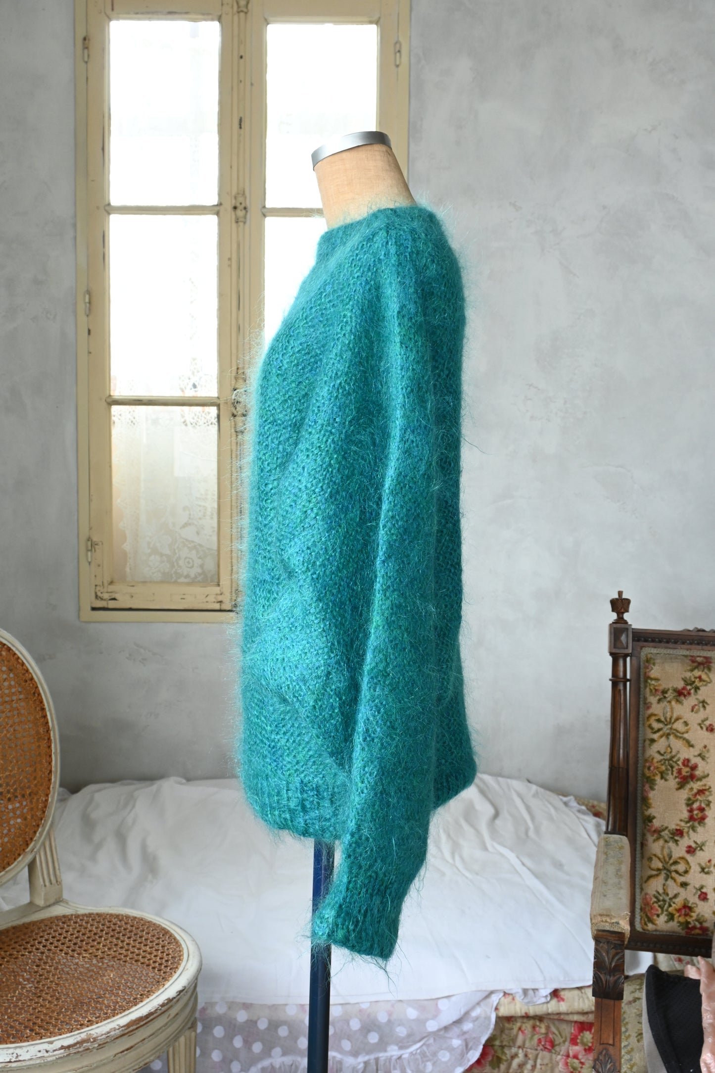 Mohair knit sweater/GREEN