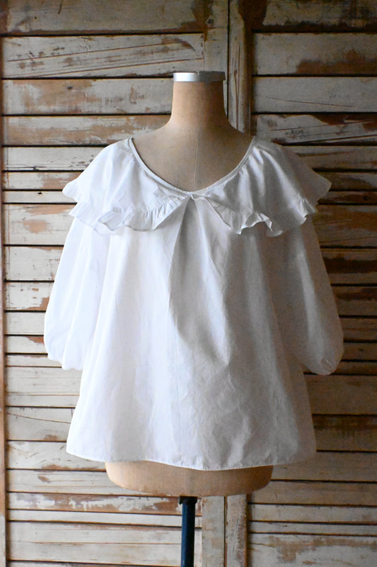 Big frill collar blouse/WHITE