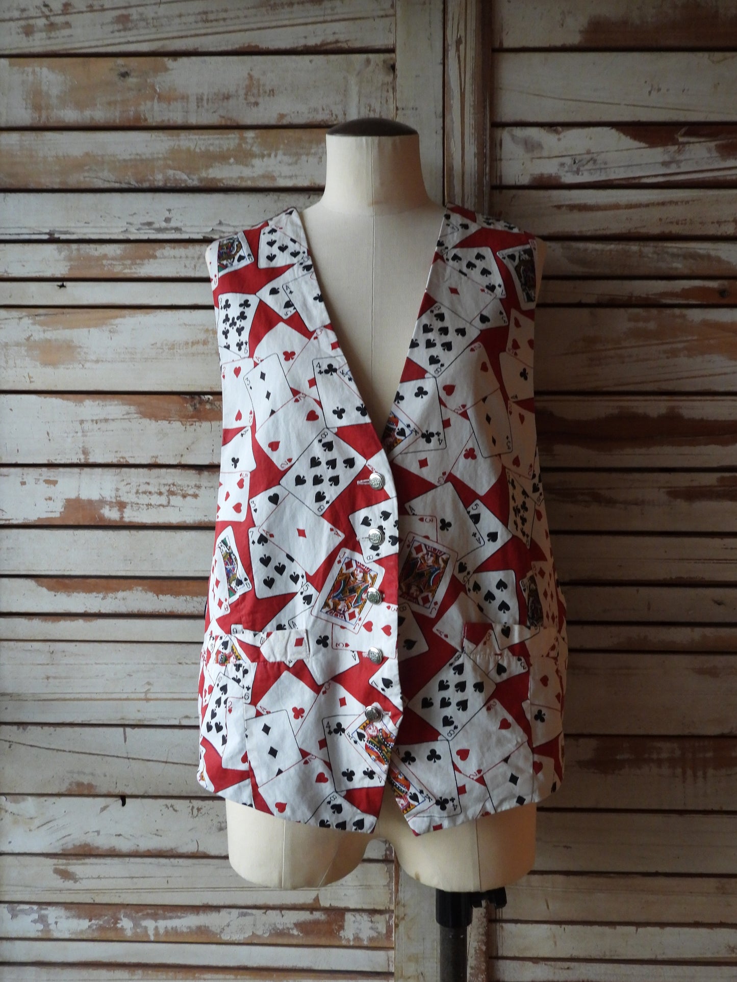 Cards pattern vest/RED