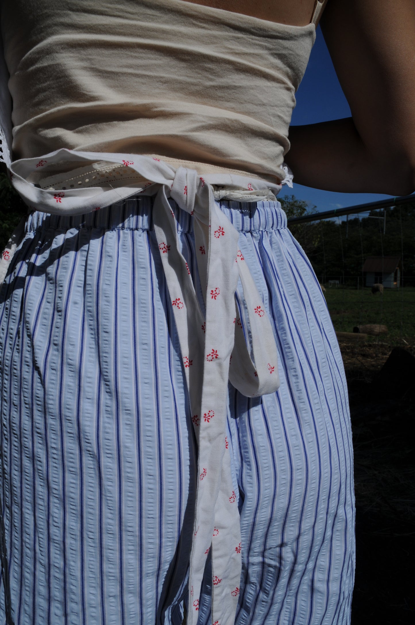 Vintage cotton apron/WHITE