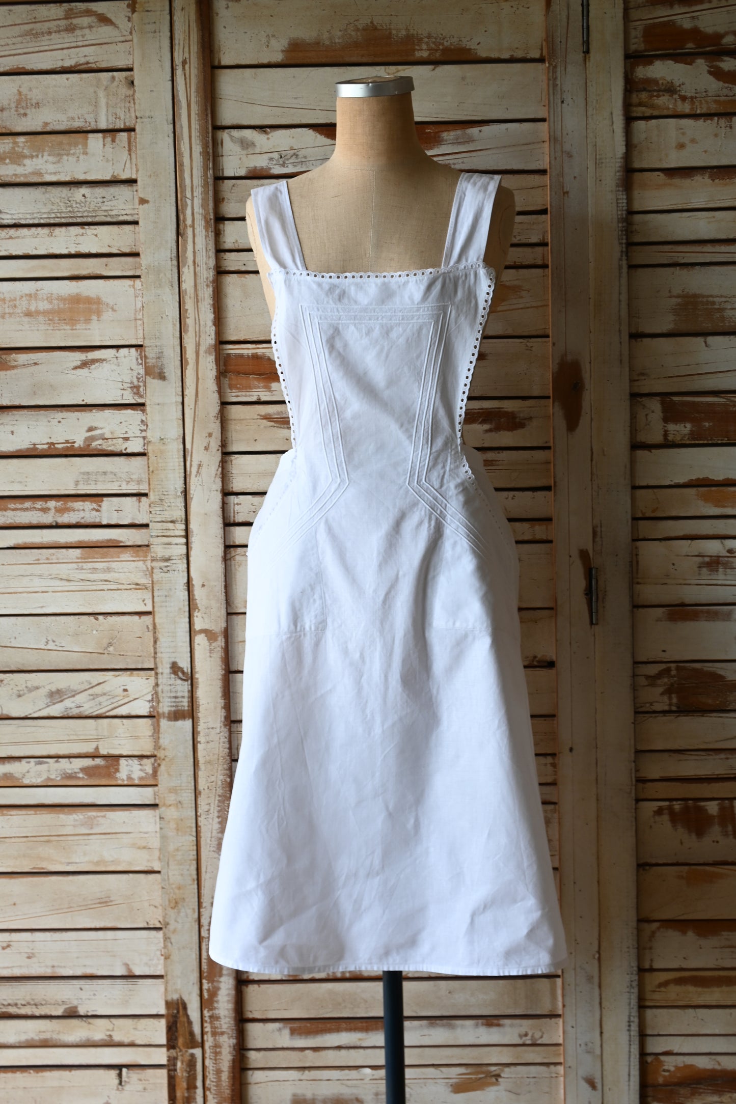 EURO Cotton cutwork lace apron/WHITE