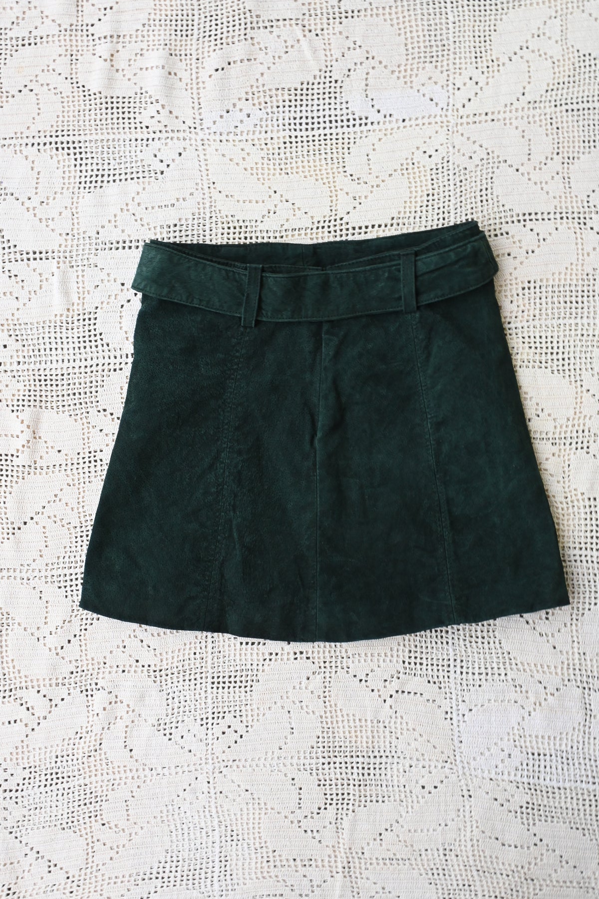 Leather mini skirt/DARK GREEN