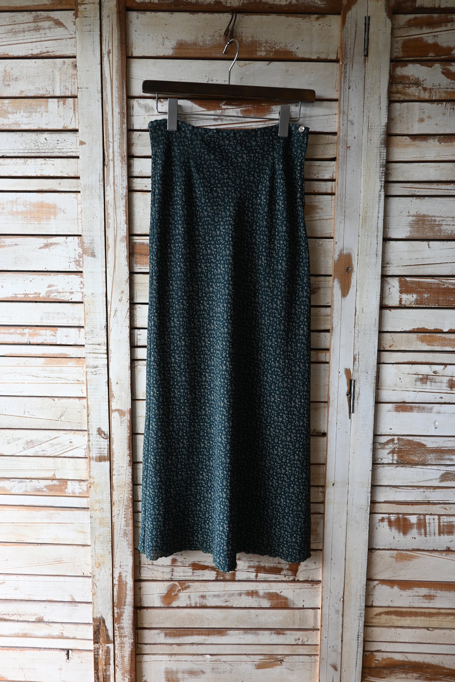 80's-90's Flower pattern skirt/GREEN