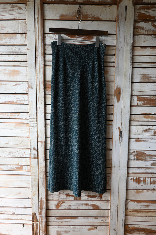 80's-90's Flower pattern skirt/GREEN