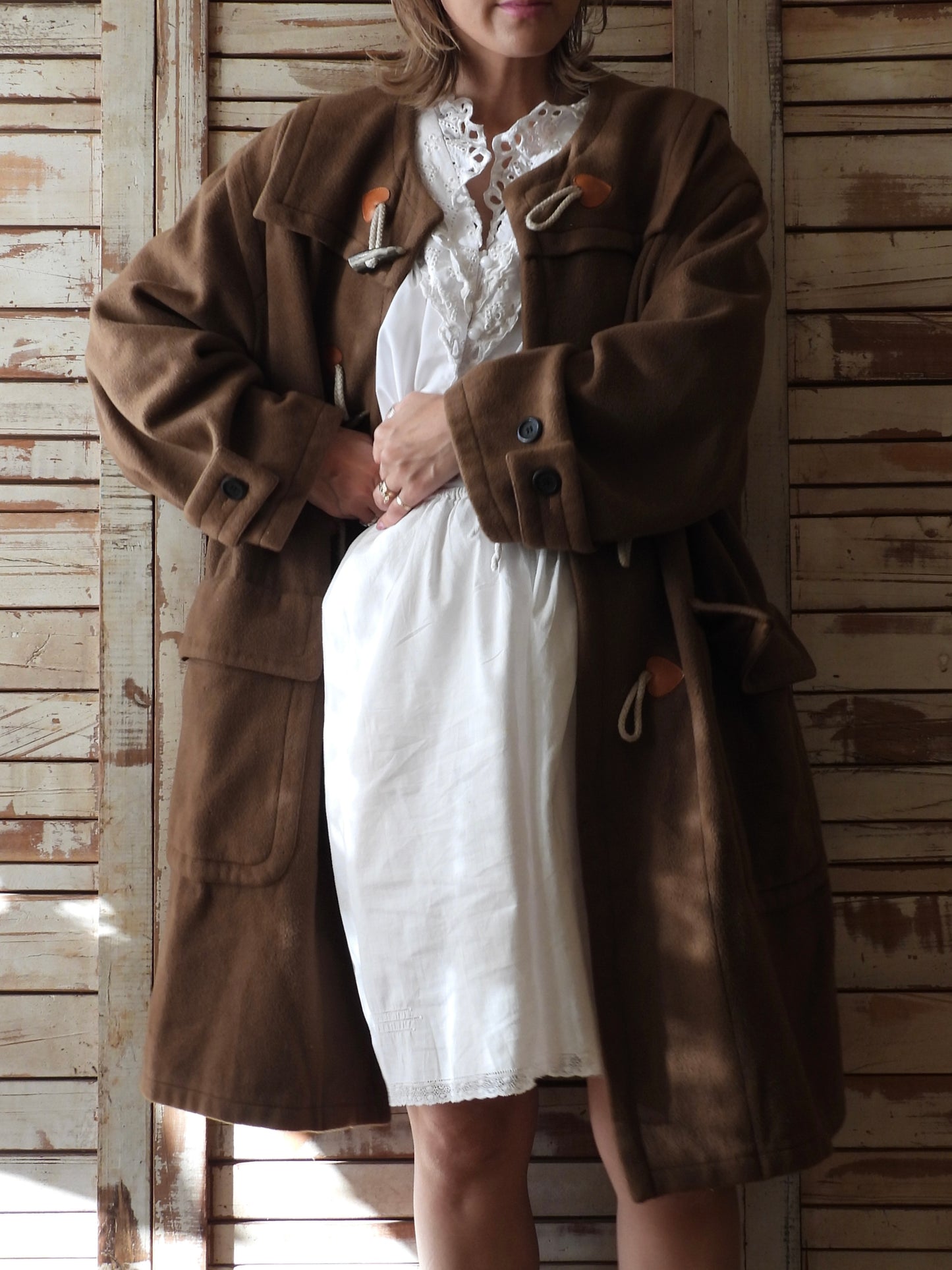 '90s Wool heart duffle coat / Moschino Cheap Chic/BROWN