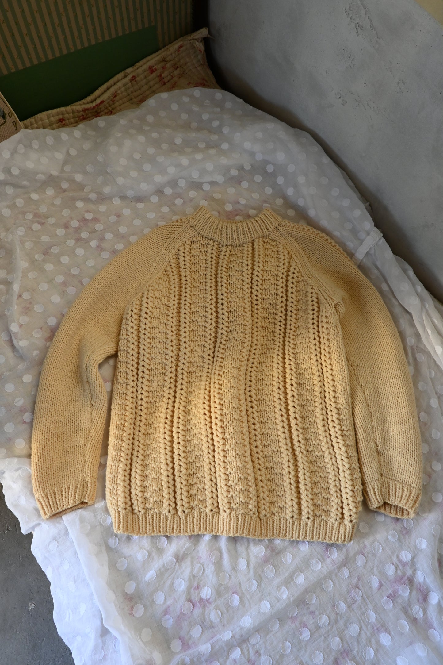 Aran knit sweater/IVORY