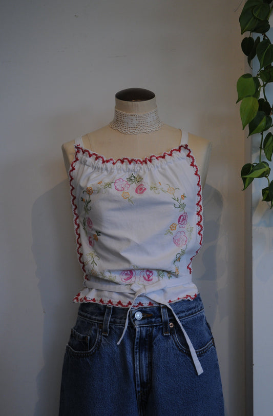 Cotton flower embroidery tops/PONMOSIR