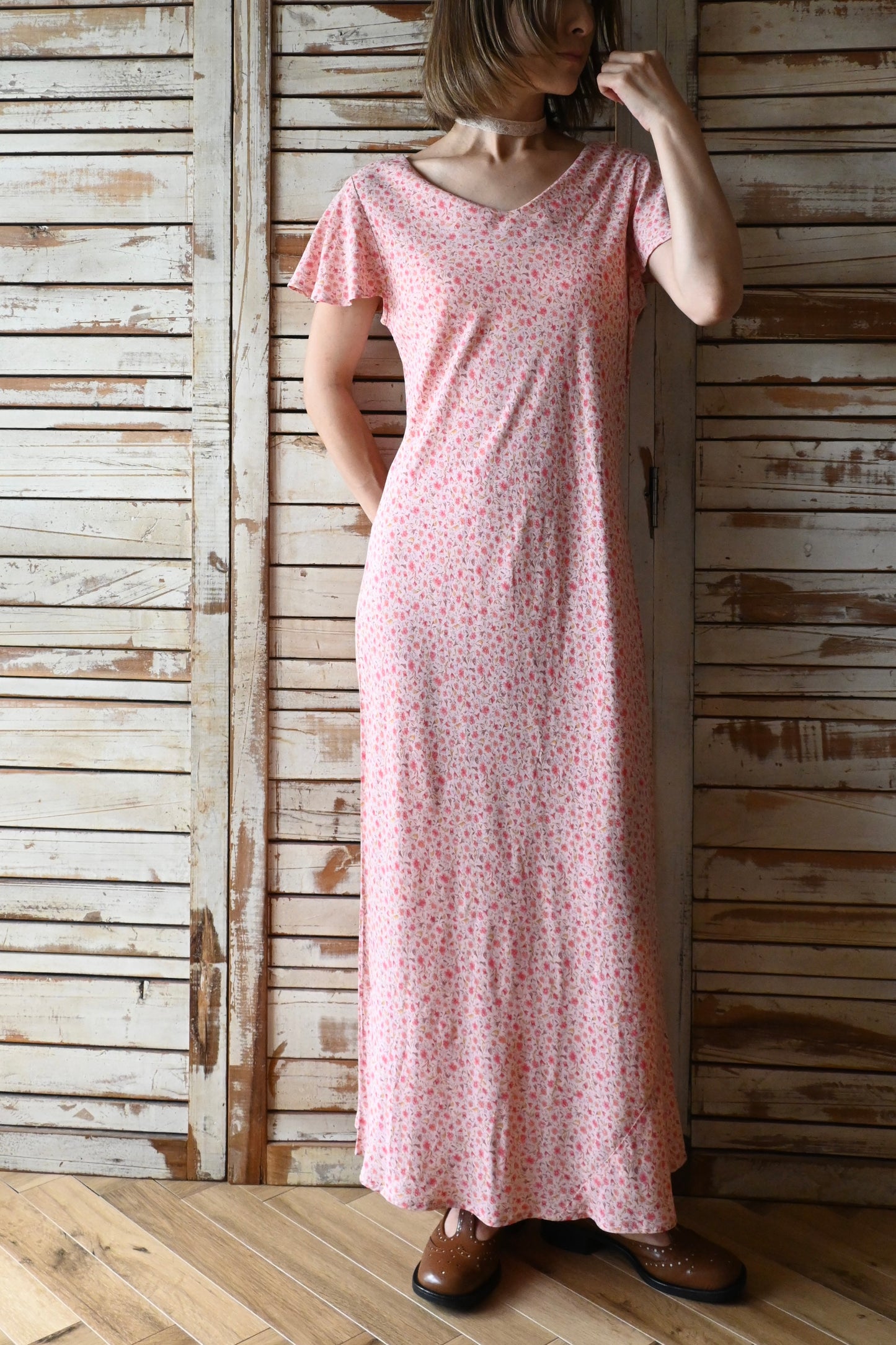 Flower pattern dress/PINK