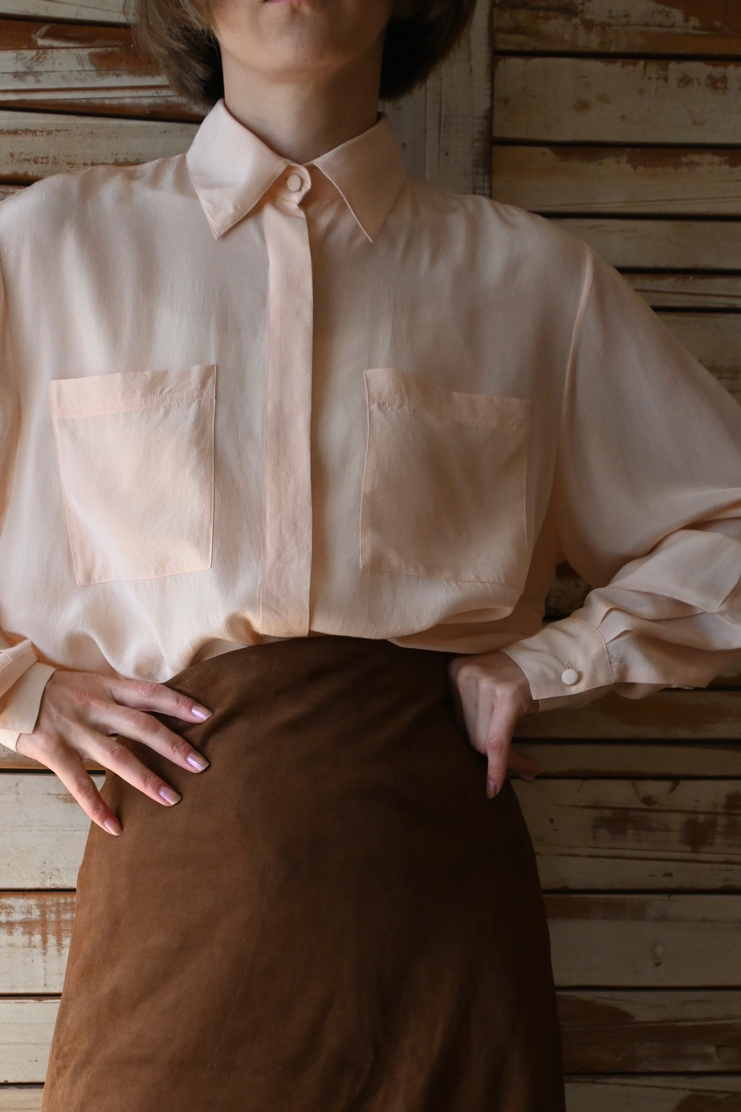 Silk blouse/SALMON PINK