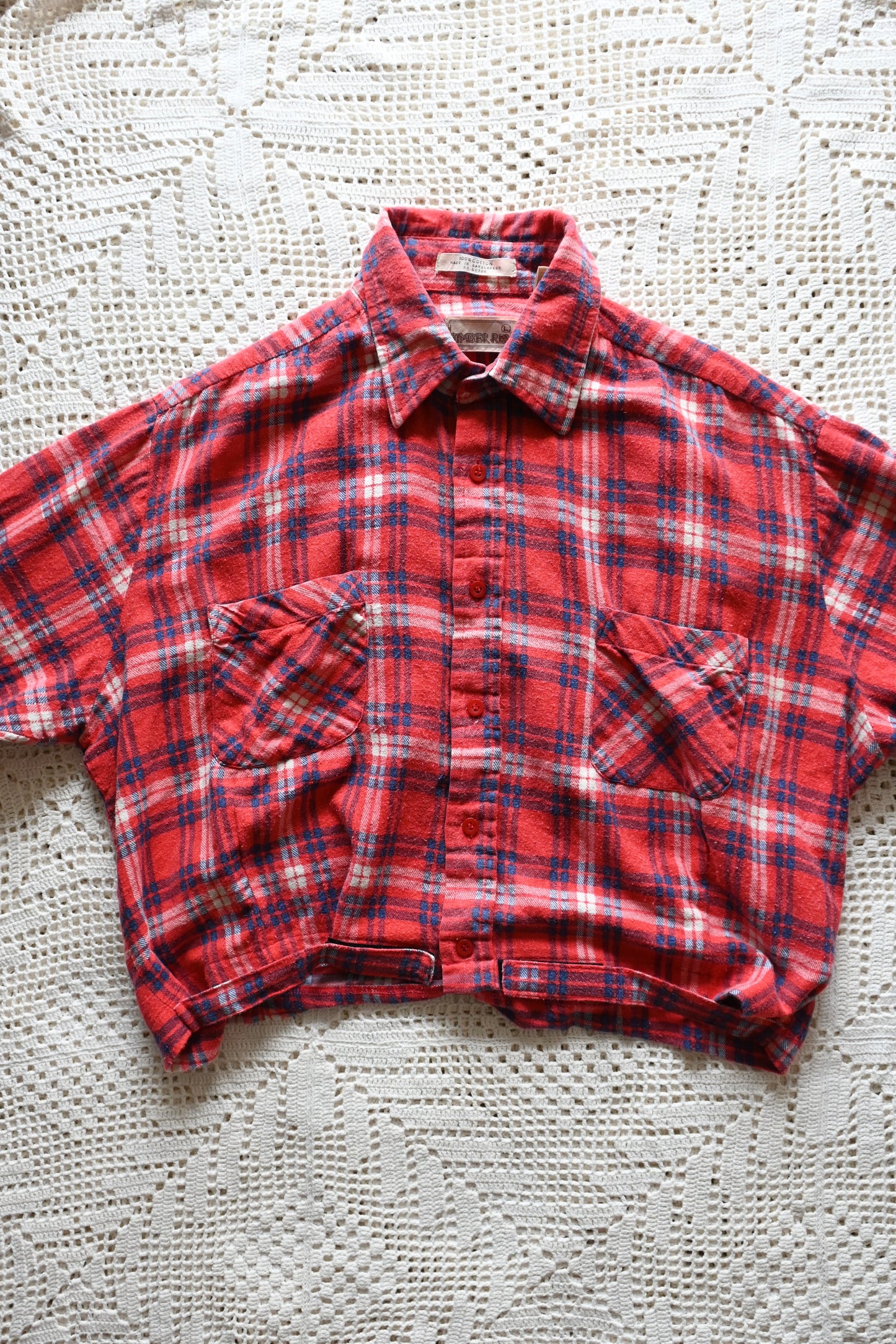 Cotton flannel shirt/RED