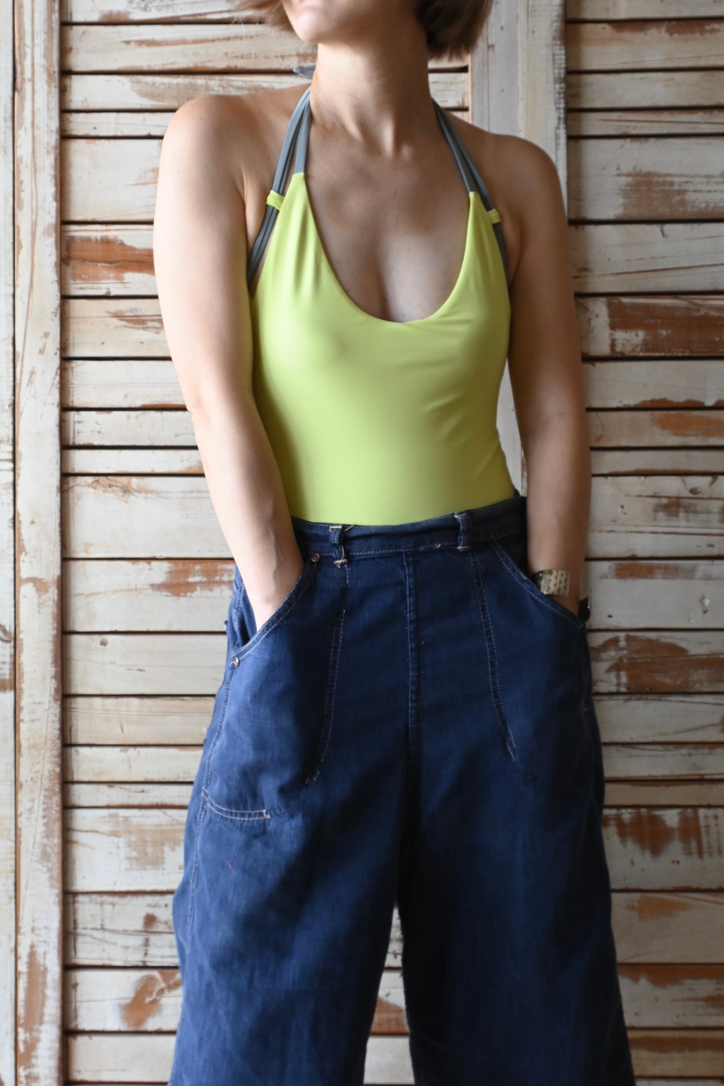 SEEA/Camryn Reversible One Piece/Seagrass×Bronze