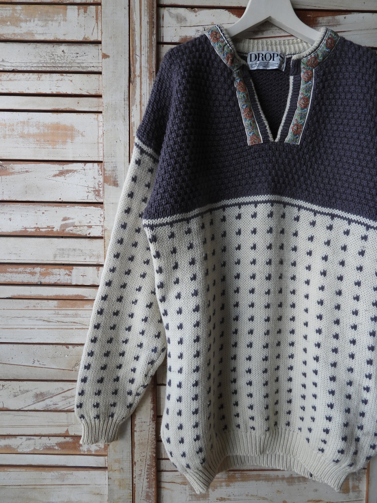 Tyrolean big sweater/IVORY×GREY