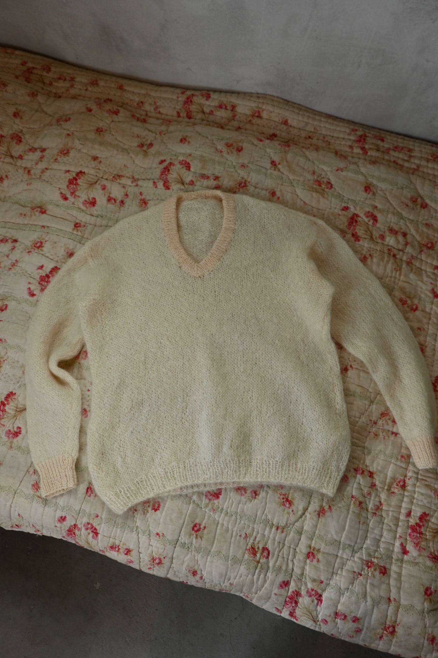 Mohair knit sweater/OFF WHITE