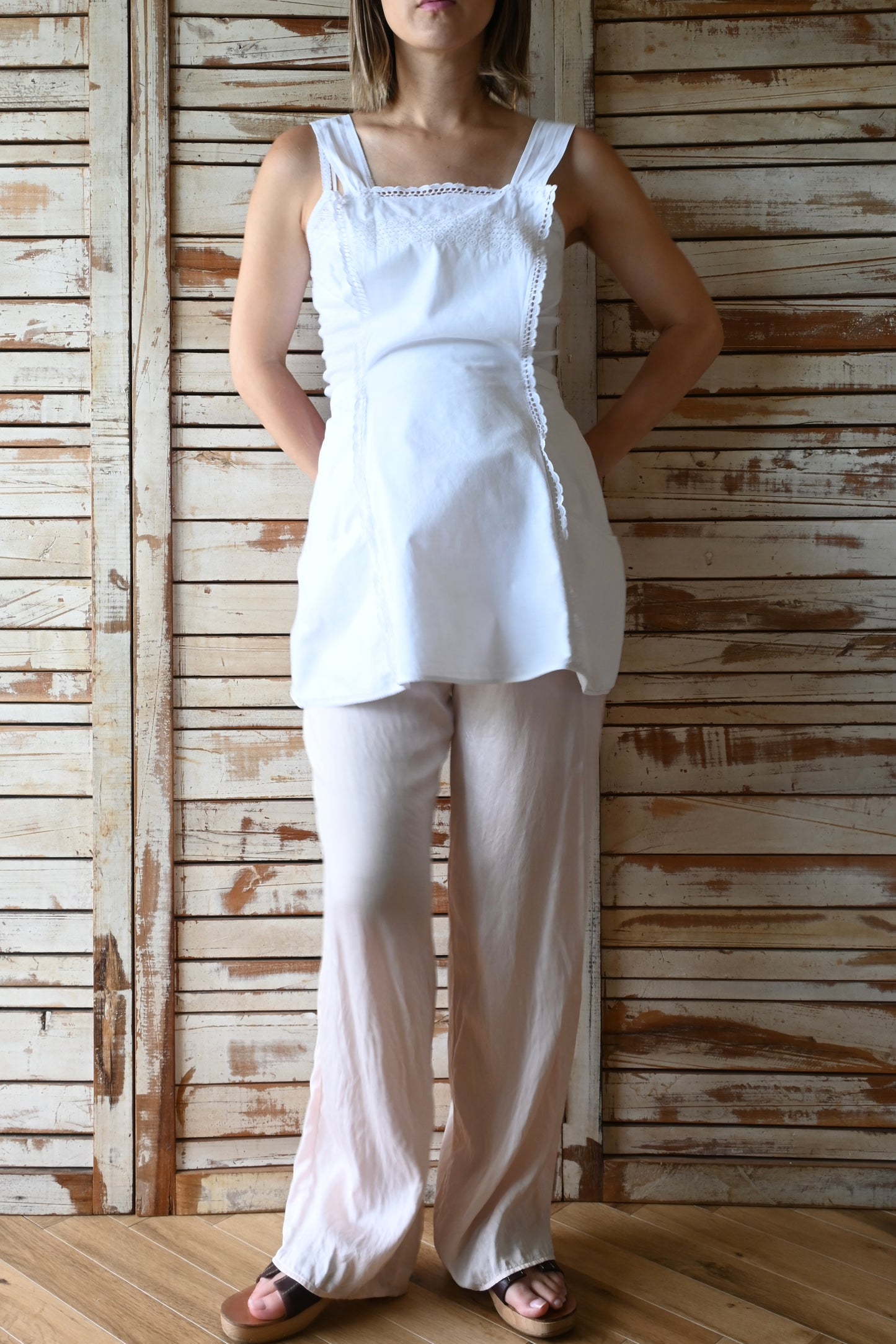 EURO Cotton lace apron/WHITE