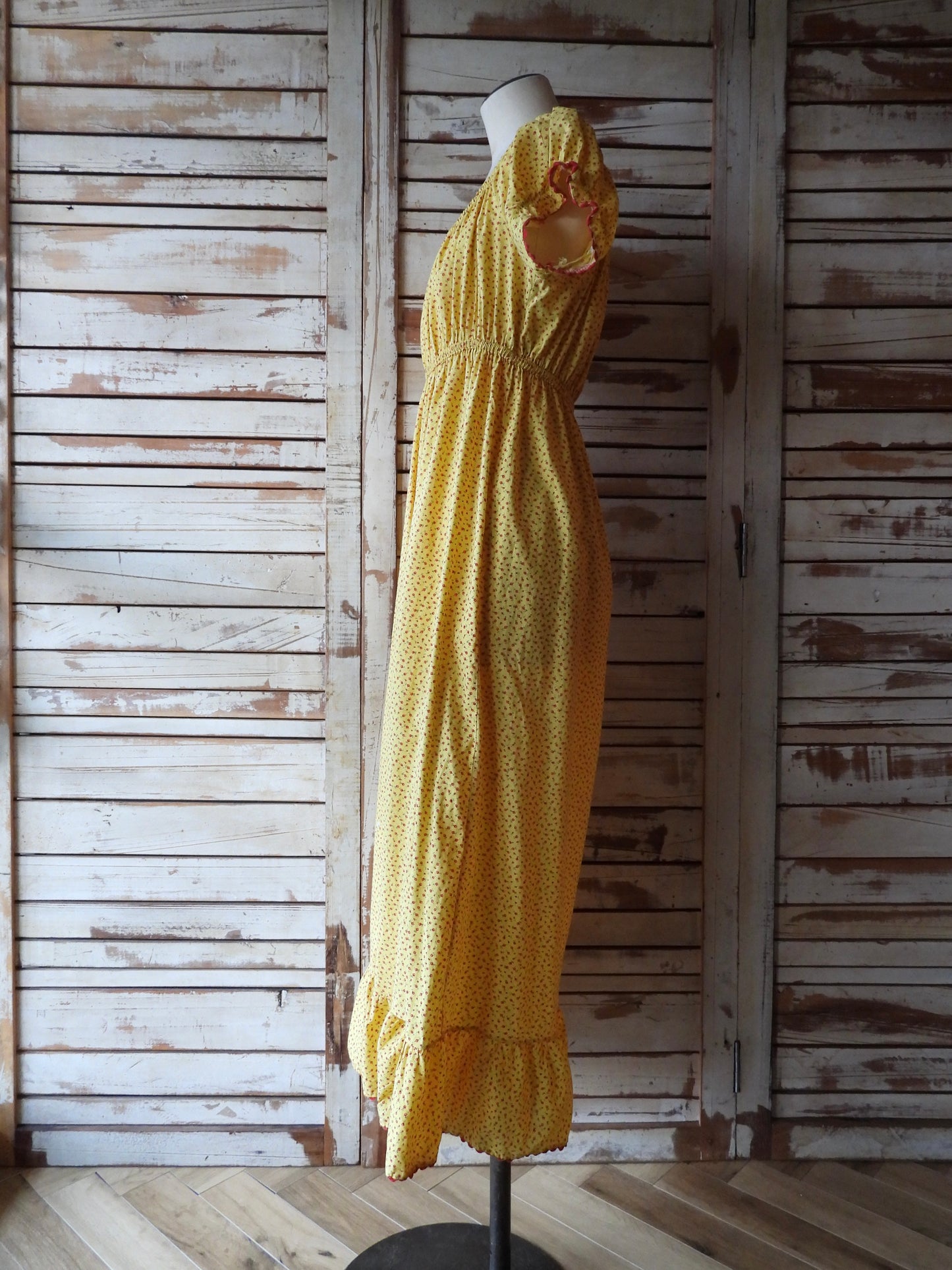 70's Flower 2way dress/YELLOW