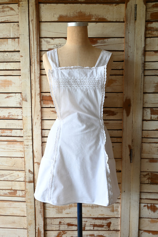 EURO Cotton lace apron/WHITE