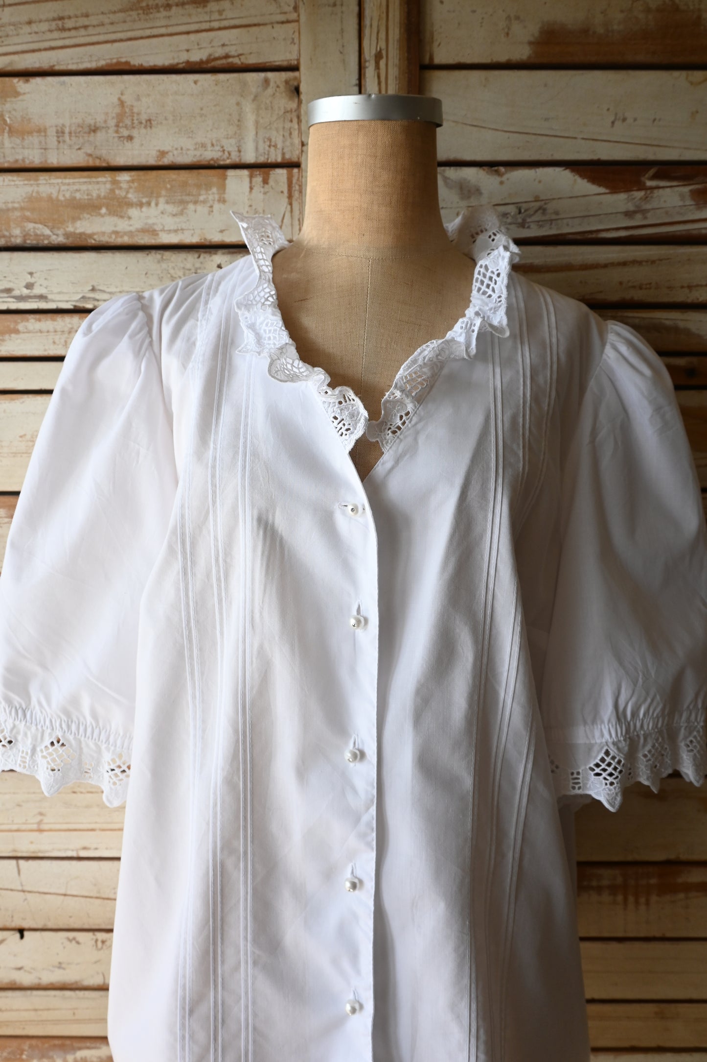 EURO Cutwork lace blouse/WHITE