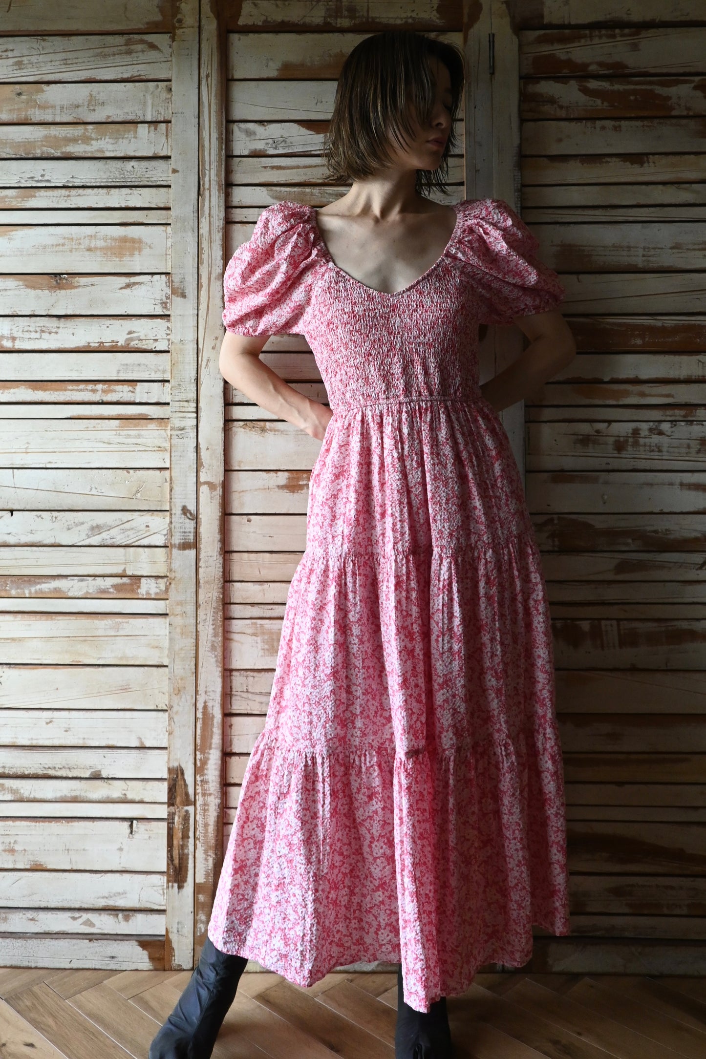 Flower pattern dress/PINK