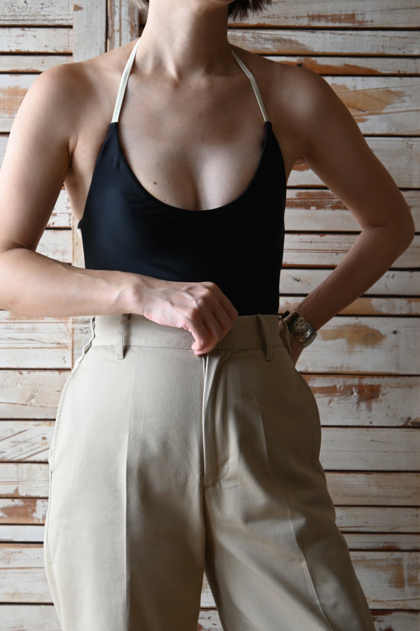 SEEA/Camryn Reversible One Piece/Black×Walnut