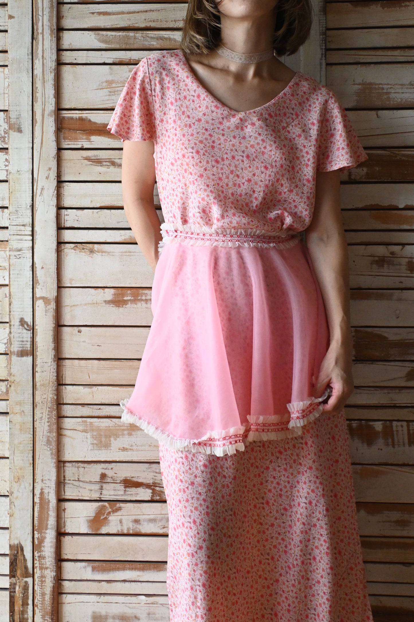 Sheer apron/PINK