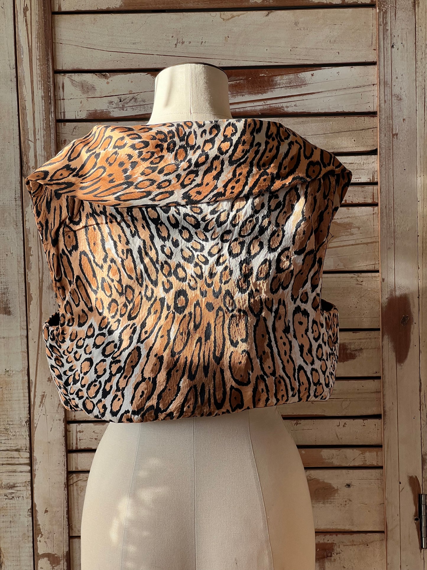 Vintage short silk top/LEOPARD