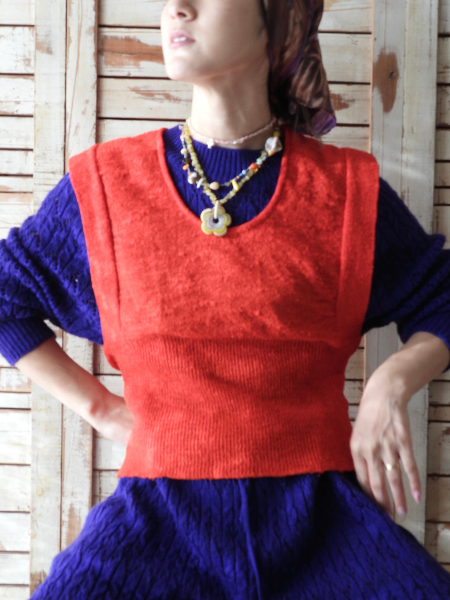 Knit vest/RED