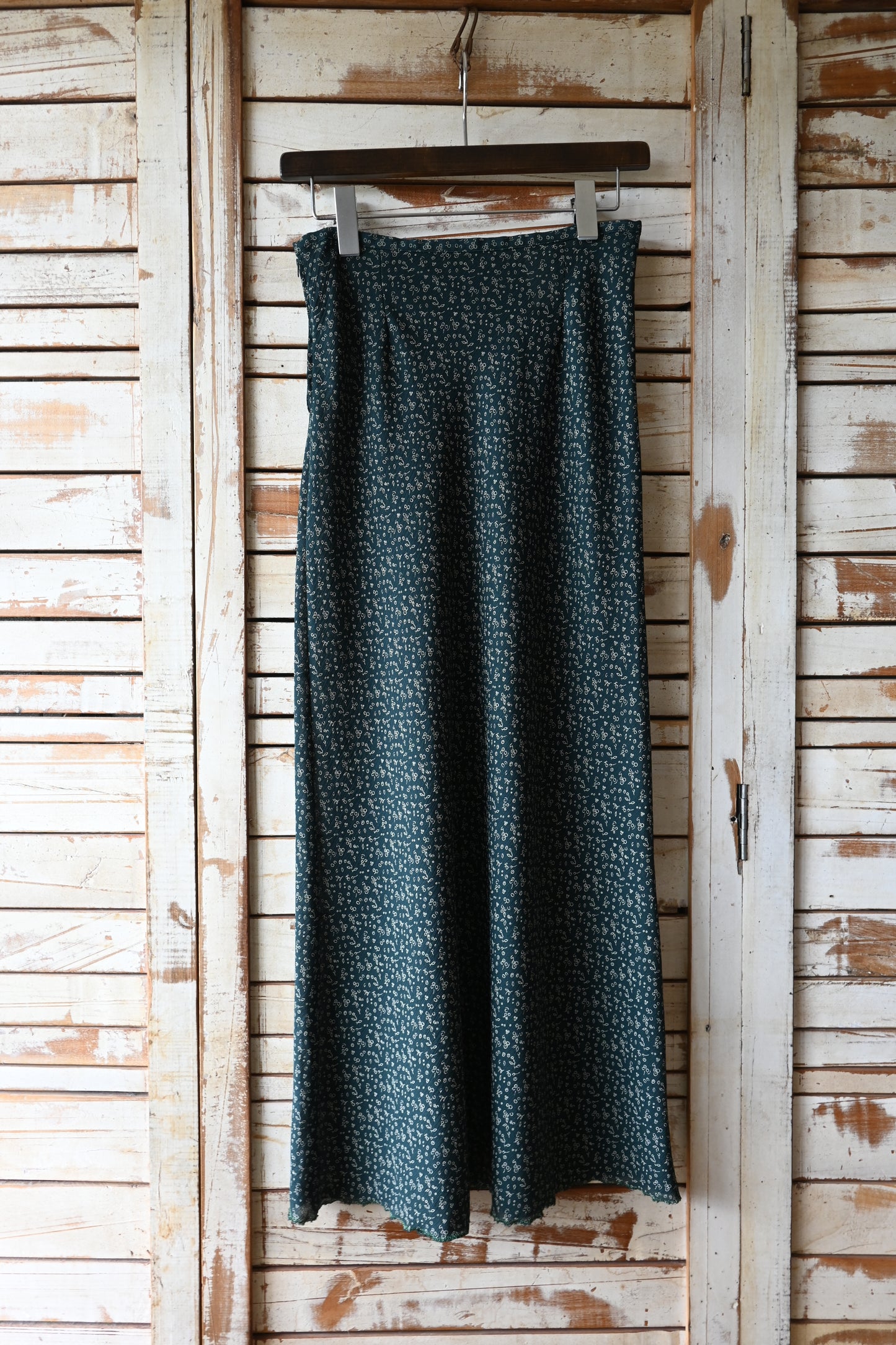 80's-90's Flower pattern skirt/GREEN