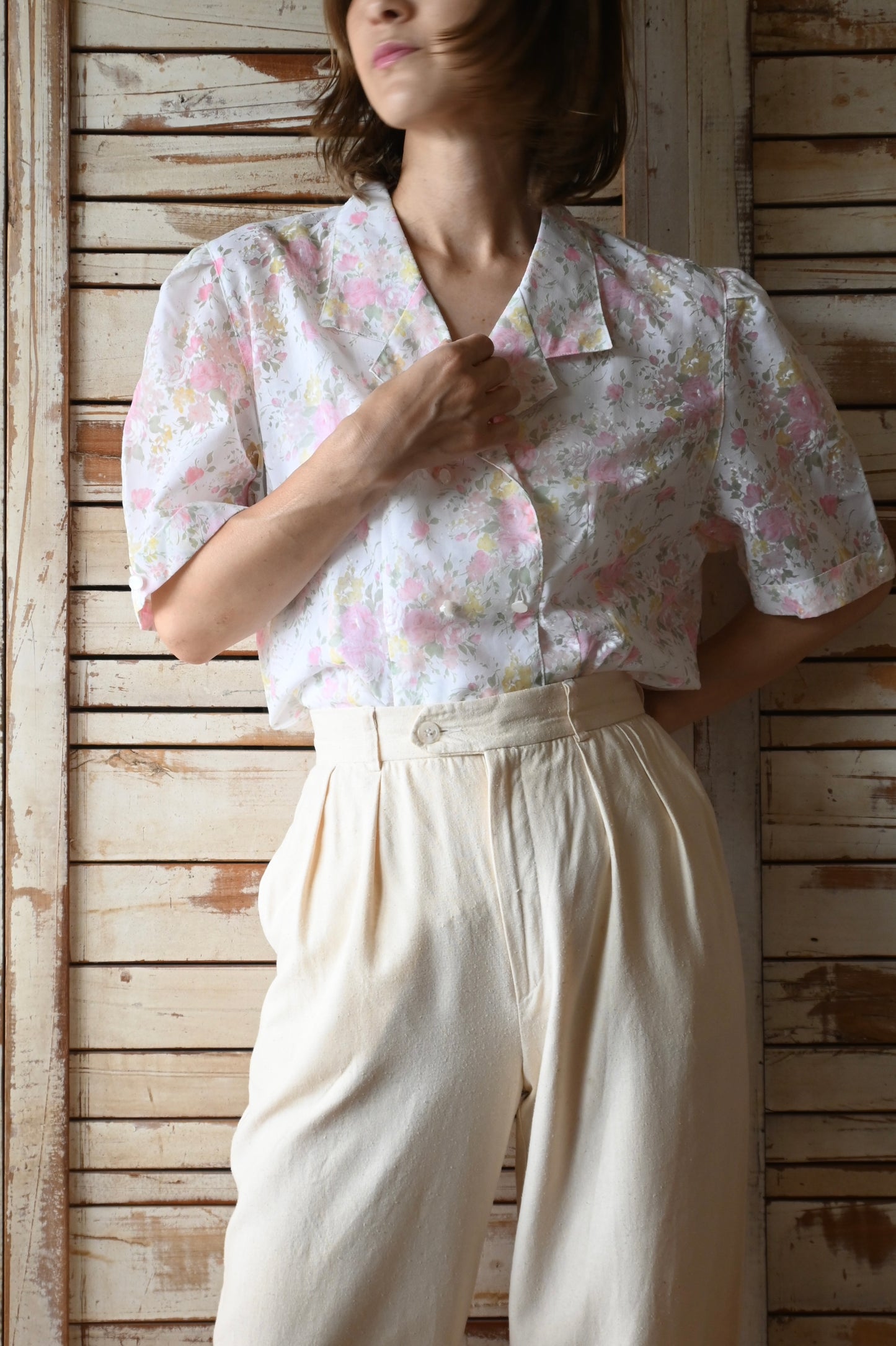 Floral sheer blouse/PINK