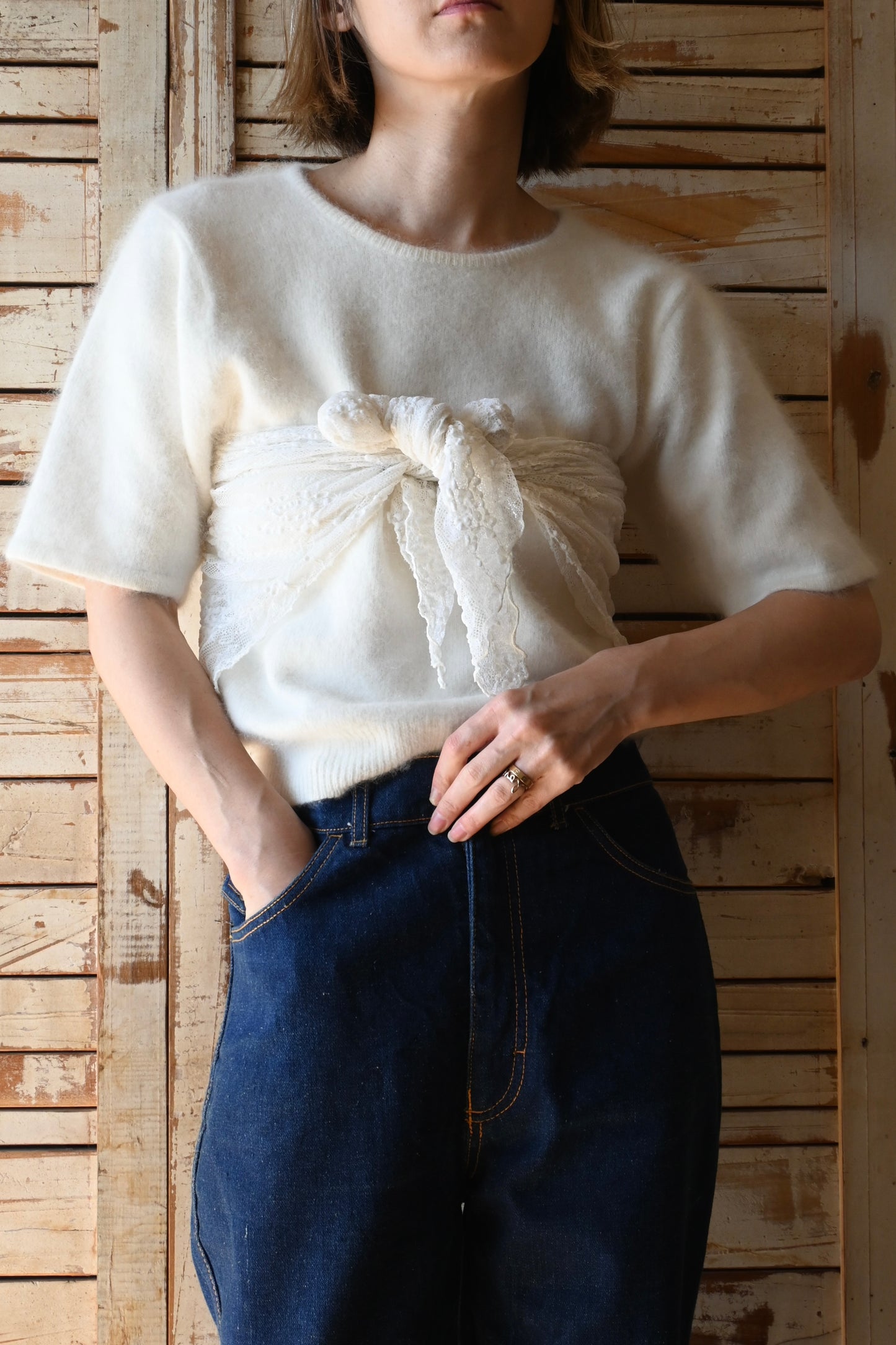 Lace shawl/IVORY