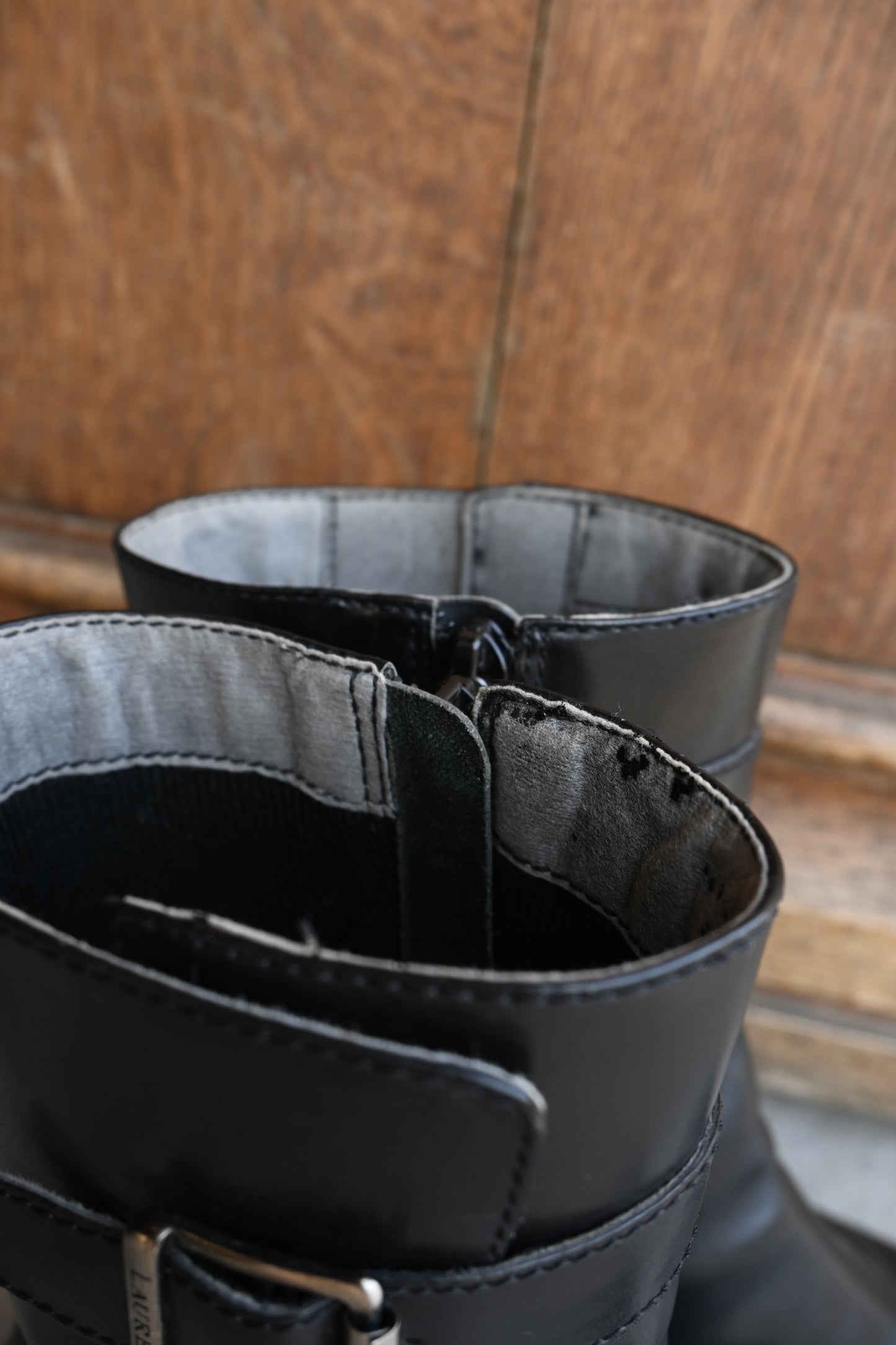 "Lauren Ralph Lauren" leather boots/BLACK